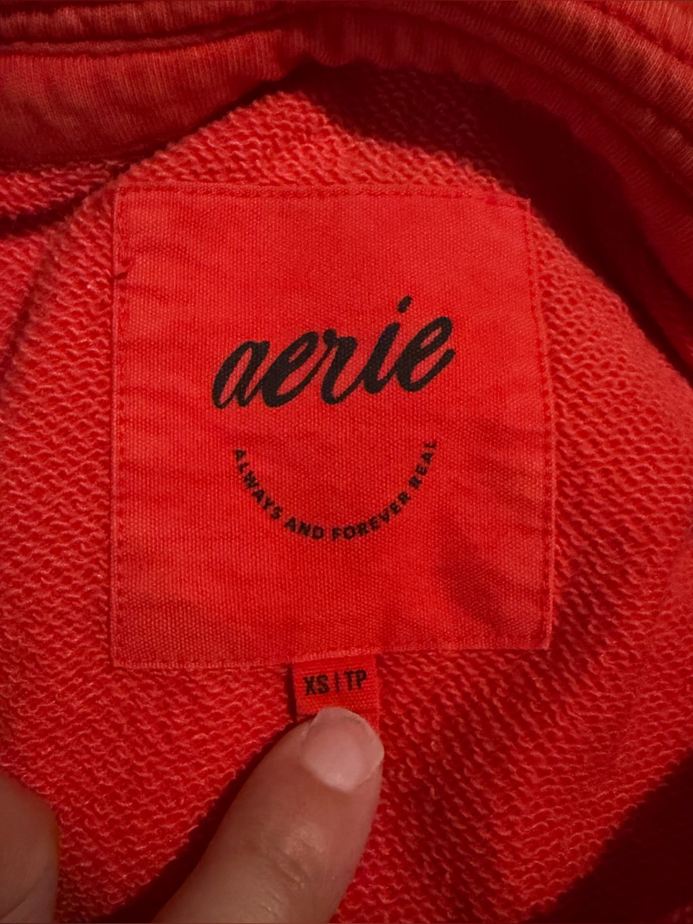 Aerie Red Popover Polo Sweatshirt Oversized Button Collar French Terry XS - Picture 5 of 7